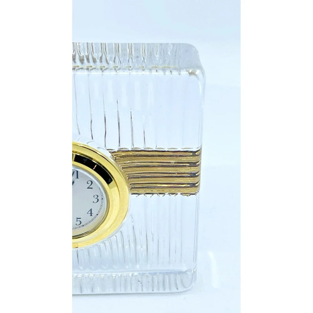 VTG Christian Dior Crystal Block Rubbed And Gold Tone Desk Clock